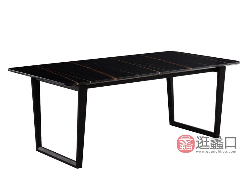 意式台面黑色大理石劳伦金色+钢架YS-141长餐桌