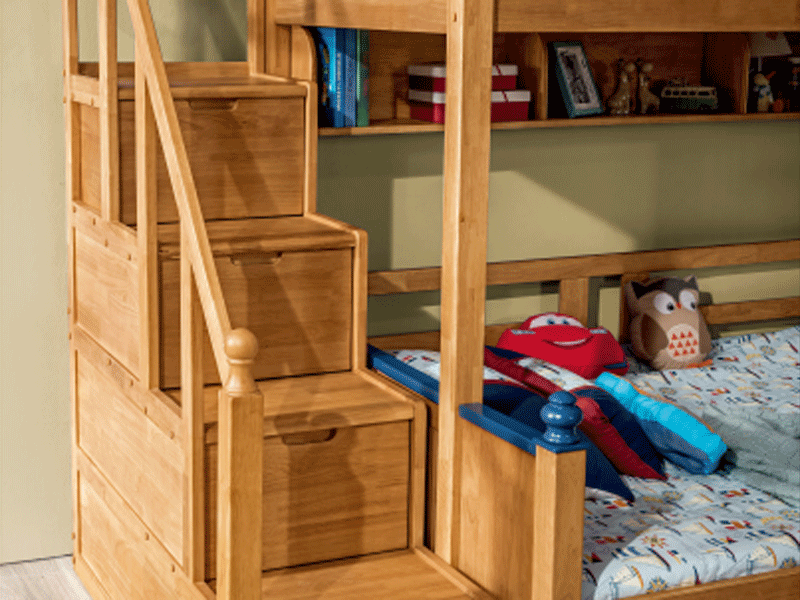 七彩时光儿童实木家具儿童房子母床步梯收纳柜玩具柜W09#步梯收纳柜琥珀金