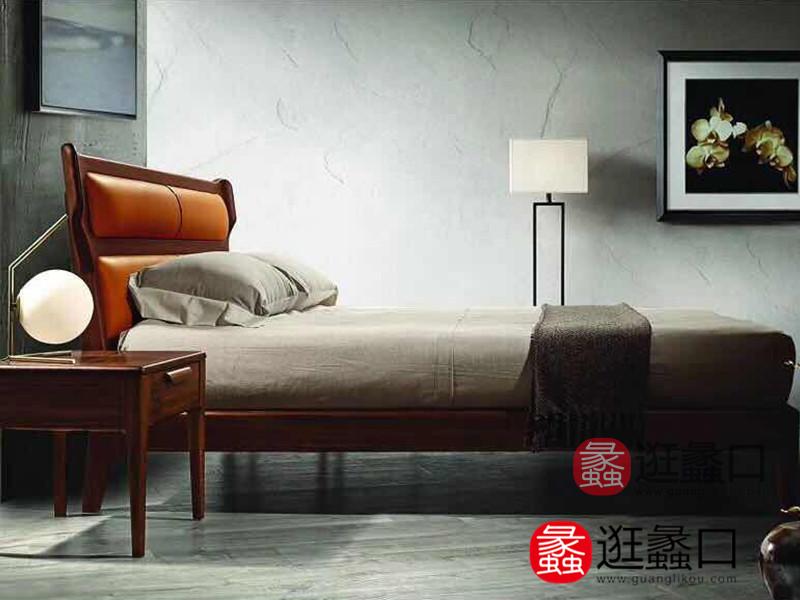 迈道家具意式现代极简卧室舒适双人大床+床头柜组合