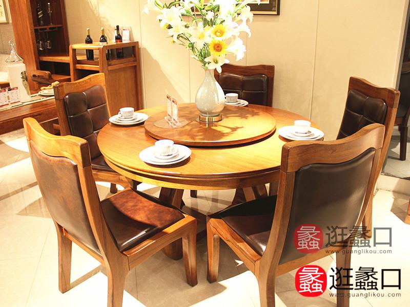 康缔森家具新中式餐厅时尚一桌六椅组合