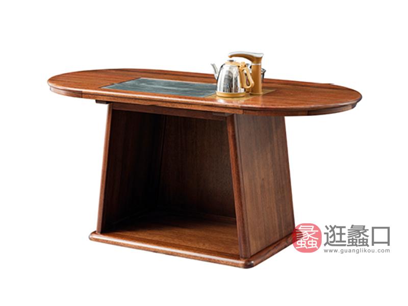 臻木家具新中式书房茶台茶桌椅黄金胡桃木大茶台802#茶台​