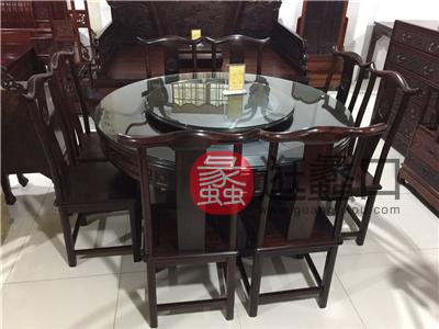 德益轩红木家具中式古典餐厅实木圆餐桌椅/餐椅