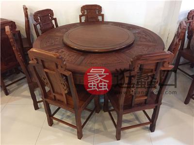 蠡口家具城锦韵红木家具中式古典餐厅红木圆餐桌椅