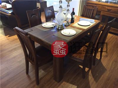 蠡口家具城A家家居-木色天秀中式餐厅实木餐桌椅一桌六椅