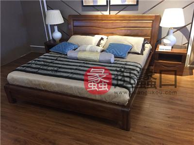 A家家居-木色天秀中式卧室实木双人大床