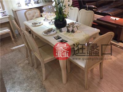 蠡口家具城时尚简欧家具欧式白色餐厅实木长餐桌椅