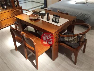 一品木阁家具新中式餐厅实木长餐桌椅/茶桌