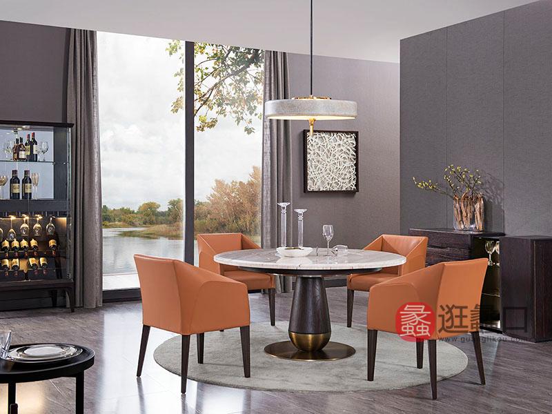 德国优客家具现代实木餐厅活力时尚圆形餐桌椅组合6501