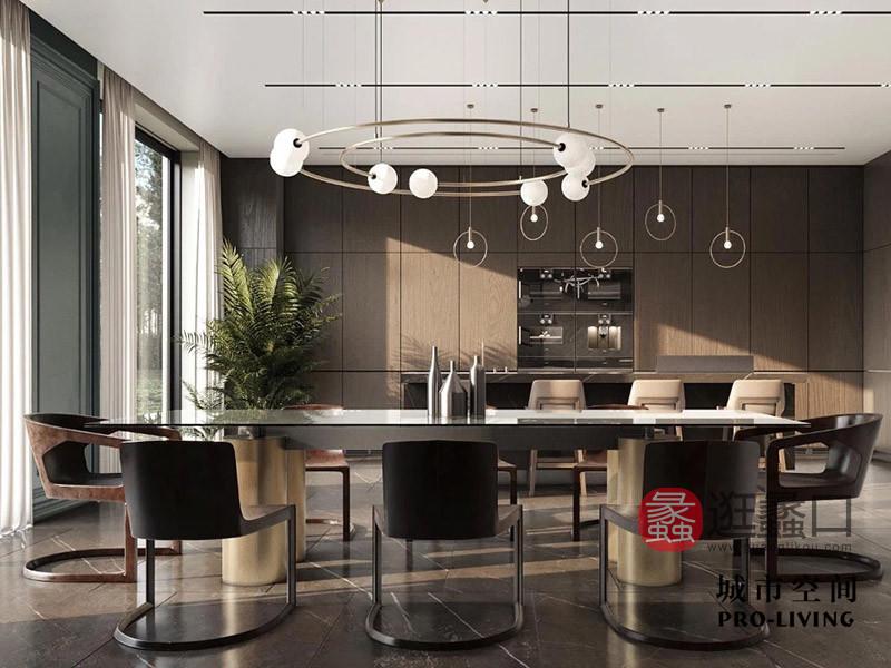 城市空间PRO-LIVING家具意式现代极简轻奢餐厅经典艺术多人餐桌椅组合CS031