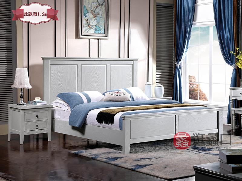兰迪家具美式卧室床​1.8米美式时尚双人实木大床8811床