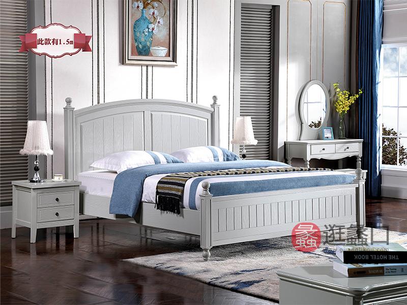 兰迪家具美式卧室床1.8米双人大床时尚简约轻奢美式床8822床