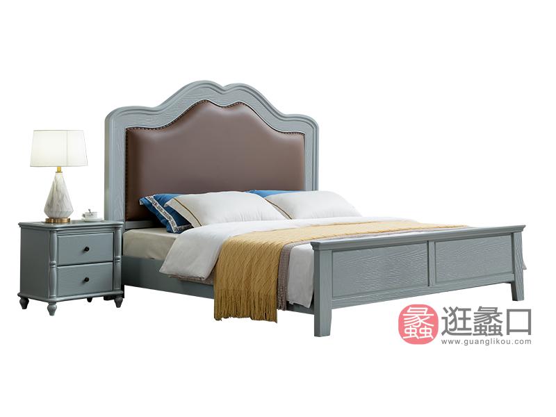 兰迪家具美式卧室床1.8米时尚美式双人大床舒适软床8835床