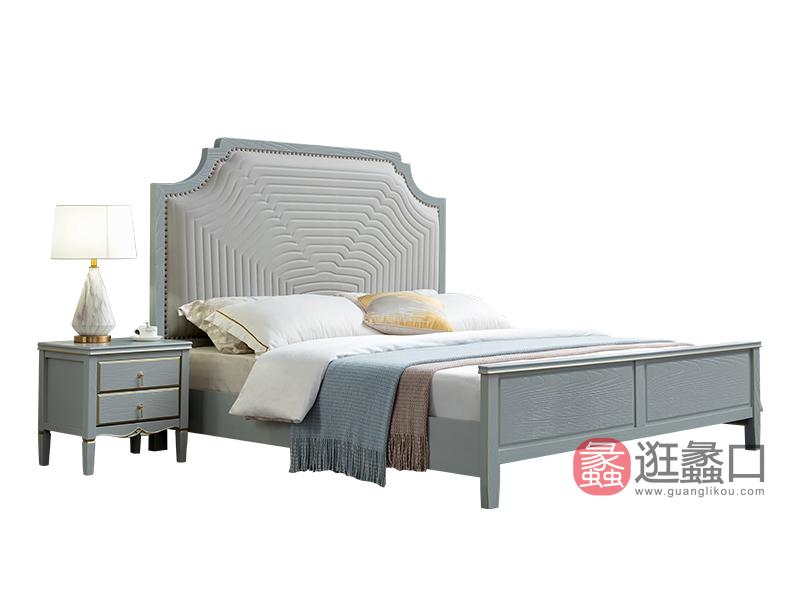 兰迪家具美式卧室床1.8米实木双人床时尚大床8836床
