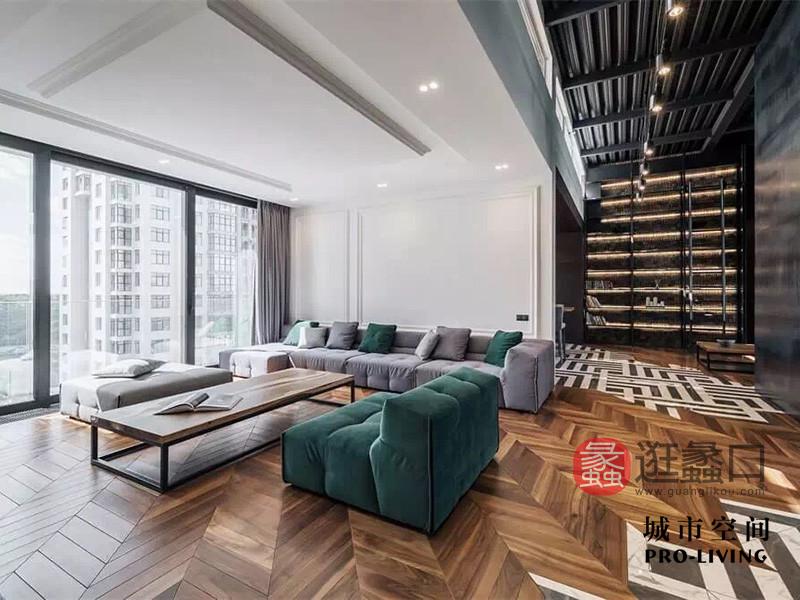 城市空间PRO-LIVING家具意式现代极简轻奢客厅时尚艺术舒适沙发+茶几组合CS051