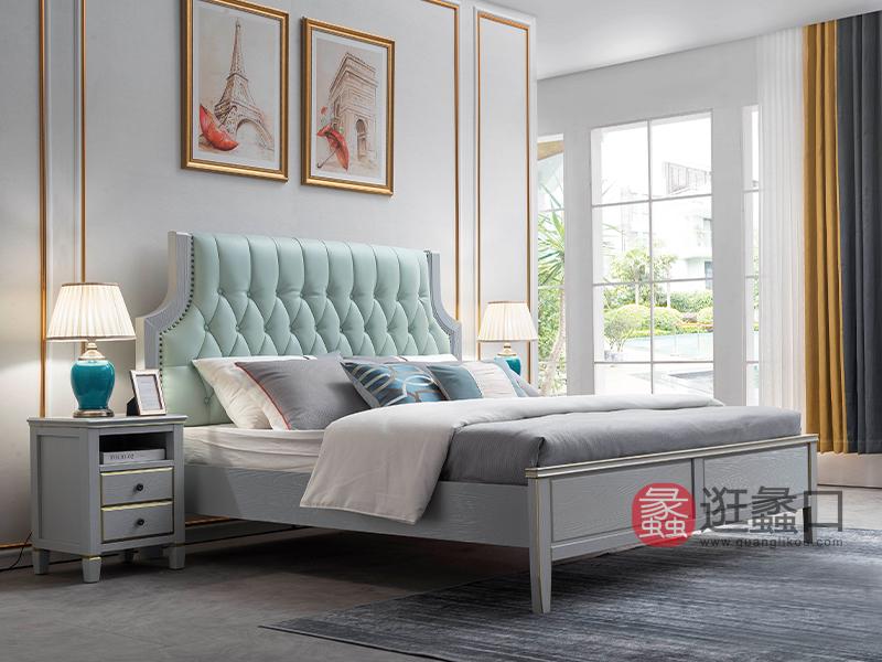 兰迪家具美式卧室床时尚简约美式大床双人床实木床8838床