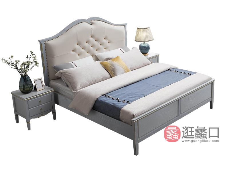 兰迪家具美式卧室床时尚轻奢实木床双人床美式床8863床
