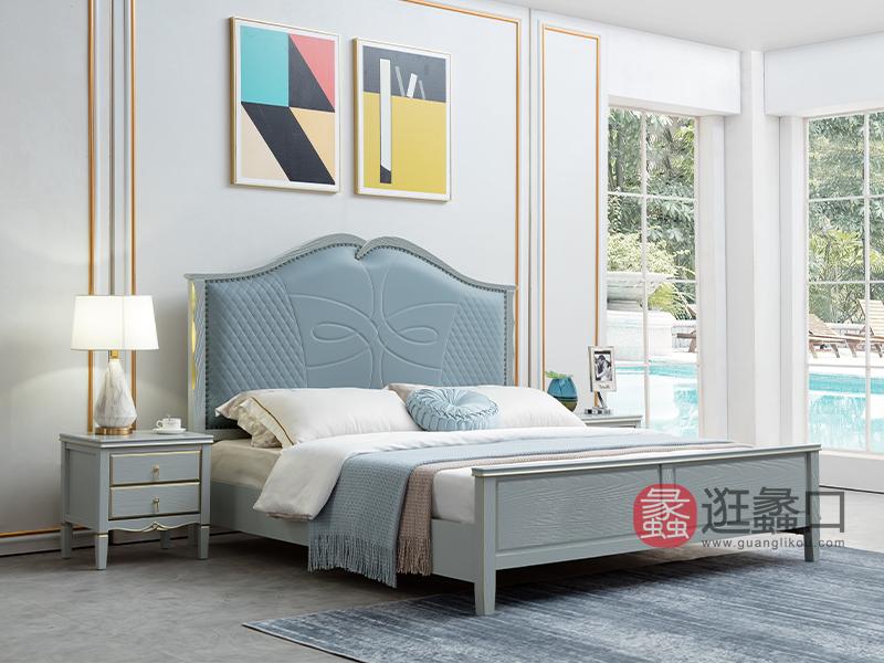 兰迪家具美式卧室床时尚轻奢实木床双人床美式床8863-1床