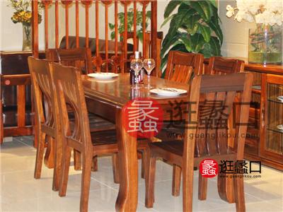 蠡口家具城艺嘉聚家具中式餐厅实木餐桌椅（一桌六椅）