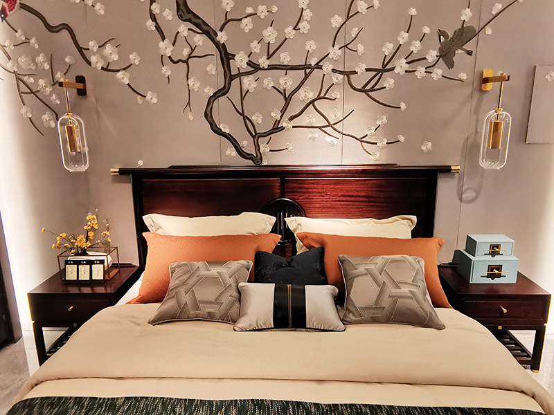 熙叶家具新中式实木深色复古单层实用卧室床头柜-302