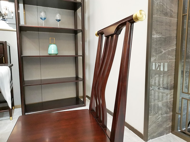 澜起家具新中式实木制背部镂空弓形方椅餐厅餐桌椅CY-01