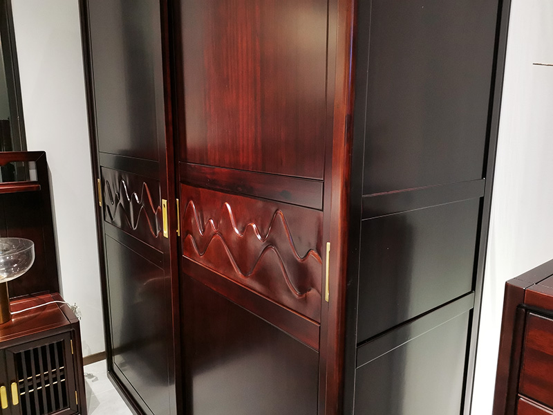 澜起家具新中式实木现代简约实用大容量移动门式卧室衣柜TG-05