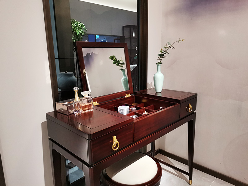 澜起家具新中式实木复古软包皮质可组合卧室化妆凳ZD-02