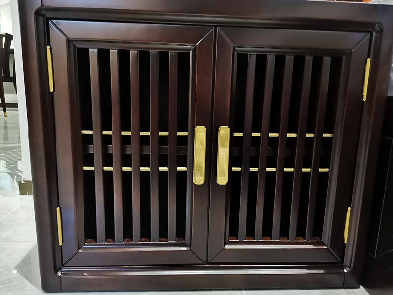 澜起家具新中式实木栅栏式镂空设计双开门储物收纳卧室床头柜CG-02