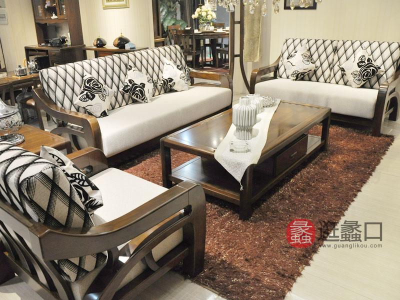 君诺家居·一品海棠家具实木中式客厅沙发HT016