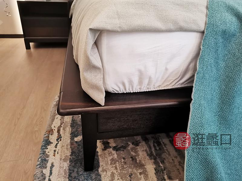 羽尚家具意式现代极简实木皮质卧室双人床YS-203