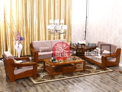 亨德利家居新中式客厅实木布艺软包沙发