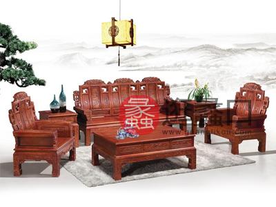 蠡口家具城王氏家具·尚品红木中式古典客厅红木八宝沙发六件套