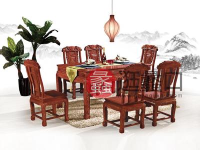 尚品红木中式古典餐厅红木餐桌椅（一桌六椅）