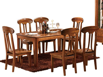 木杩家具北欧风格餐厅餐桌椅一桌六椅实木餐桌椅