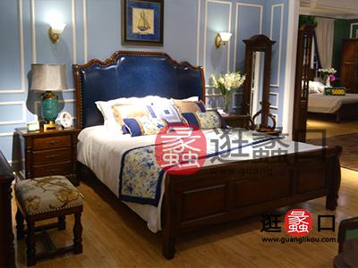 深圳·美吉印象家具美式卧室实木双人床/床头柜