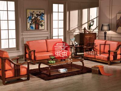 木杩家具北欧风格客厅沙发纯实木双人位/三人位/单人位皮艺客厅沙发组合