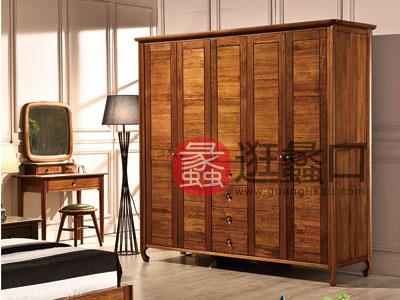 木杩家具北欧风格卧室衣柜纯实木五门衣柜