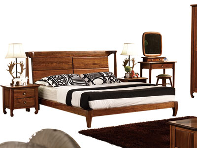蠡口家具城木杩家具北欧风格卧室床纯实木双人大床