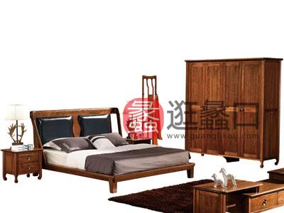 木杩家具北欧风格卧室床纯实木套房家具/衣柜床头柜/衣架