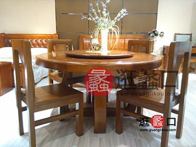 蠡口家具城左岸木语家具中式餐厅实木圆餐桌椅