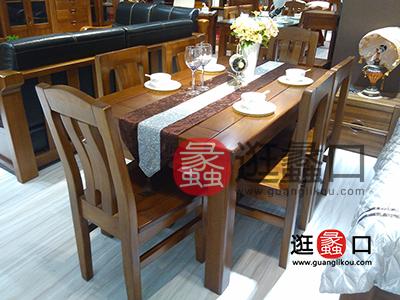 蠡口家具城左岸木语家具中式餐厅实木餐桌椅（一桌六椅）