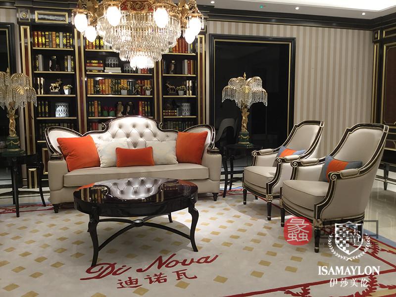 健辉家居·伊莎美伦家具欧式新古典家具欧式客厅榉木真皮舒适三人位沙发+单人位沙发组合ML012