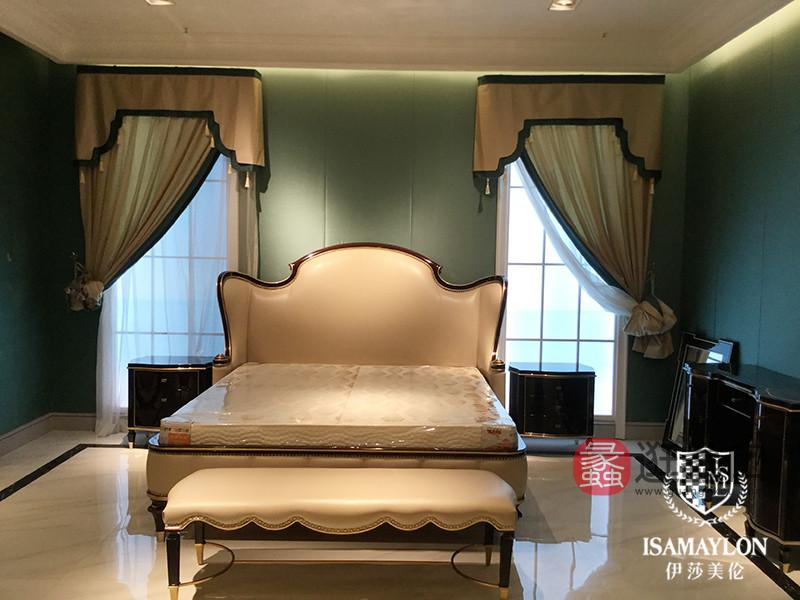 健辉家居·伊莎美伦家具欧式新古典家具欧式卧室白色榉木实木大床/床头柜/床尾凳ML017