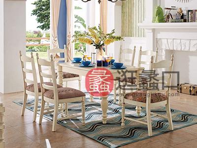 蠡口家具城益香阁家具—西·西雅图简美系列 美式餐厅实木餐桌椅A305