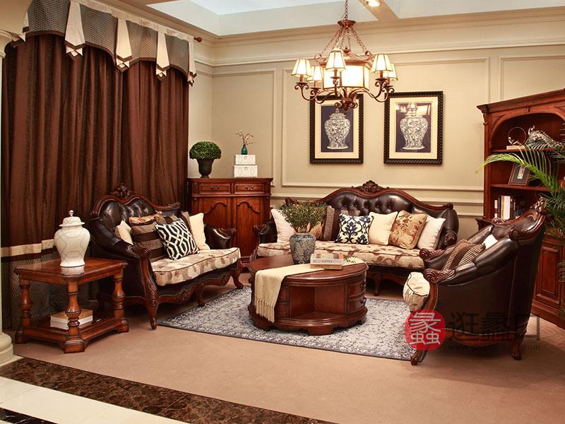 亚兰帝斯家具美式古典客厅鹅掌楸全实木水性漆双人位/三人位/单人位沙发K4705/鞋柜