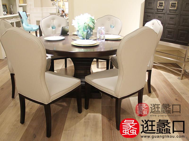 柏纷家具新古典美观简单经典餐厅实木软靠餐桌椅组合BF002