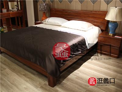 昌龍·尊翅家具现代中式卧室非洲红翅木实木双人床/床头柜