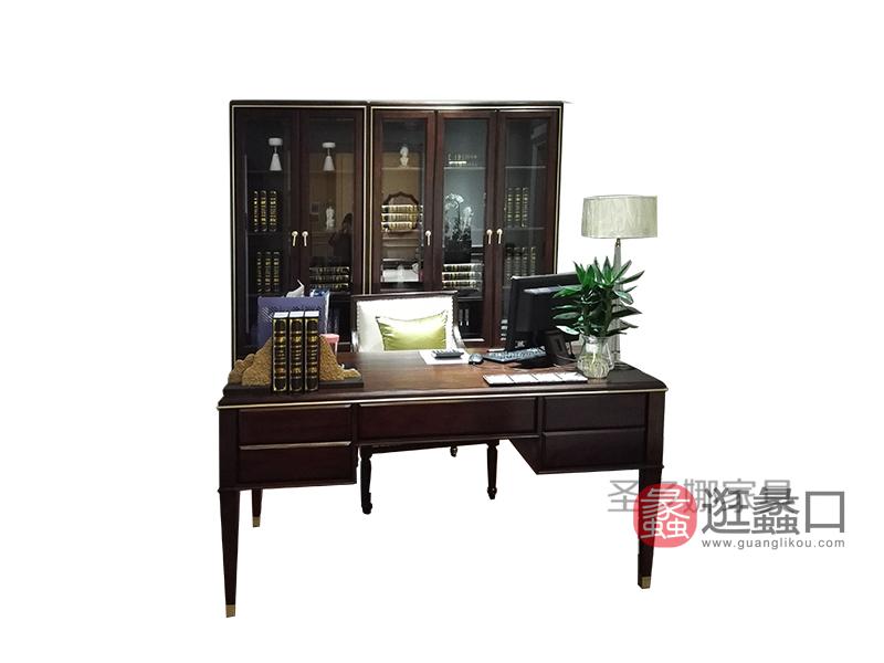 健辉家居·圣多娜轻奢家具优质款美式卧室桃花心木实木书桌椅SDN054