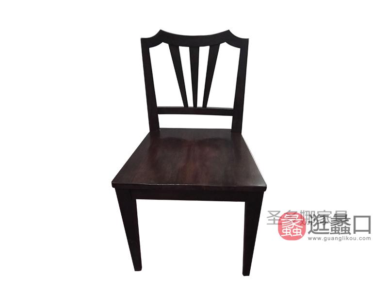圣多娜·轻奢家具美式客厅深色桃花芯木实木餐椅