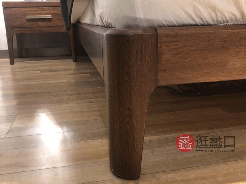 柏森优品LD+实木中式卧室床A3708，南美胡桃木纯实木卧床。