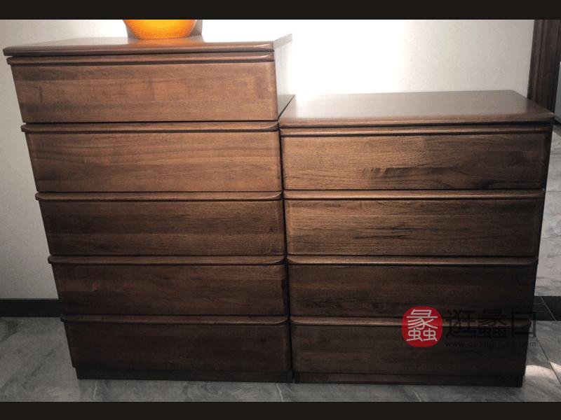 柏森优品LD+卧室五斗柜I3705-5，南美胡桃纯实木。
